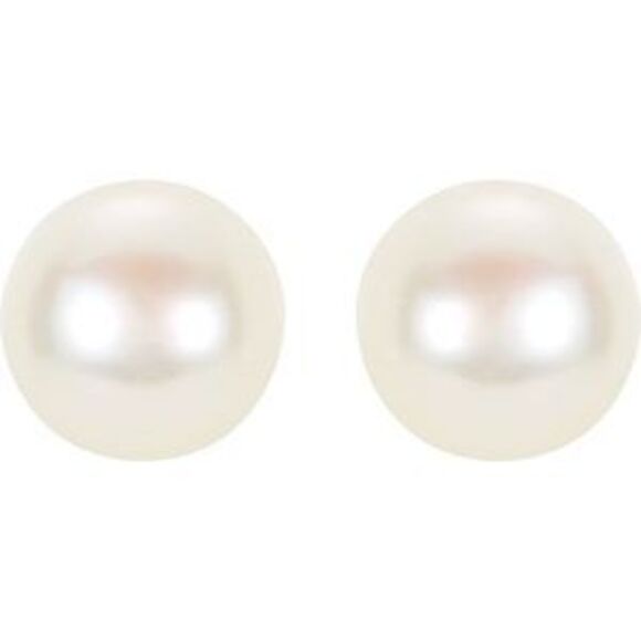 14K Yellow Panache Cultured White Freshwater Pearl Stud Earrings